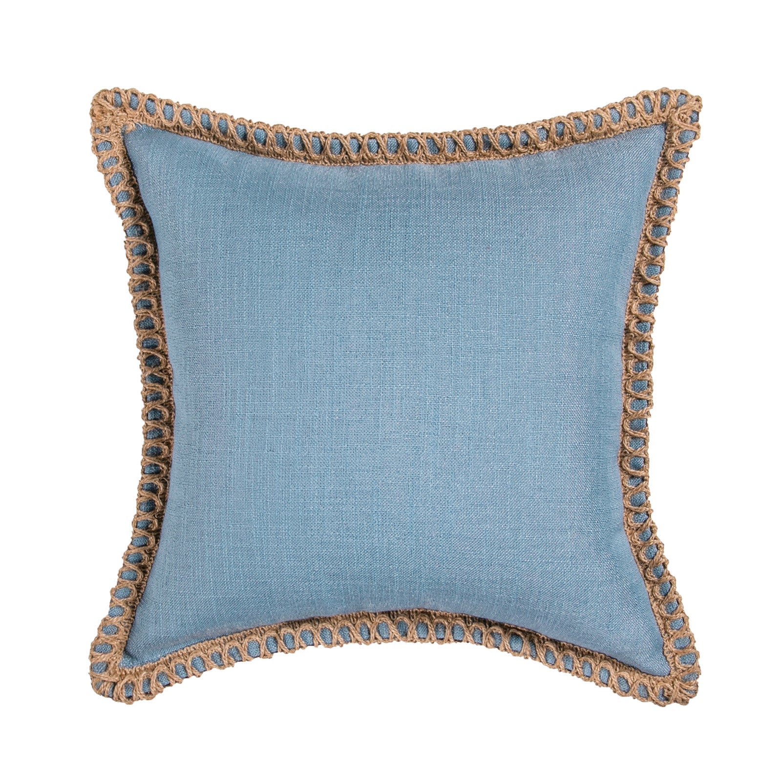 Linen Appearance With Sewn Hemp Rope On The Edge Breathable Pillow Cover