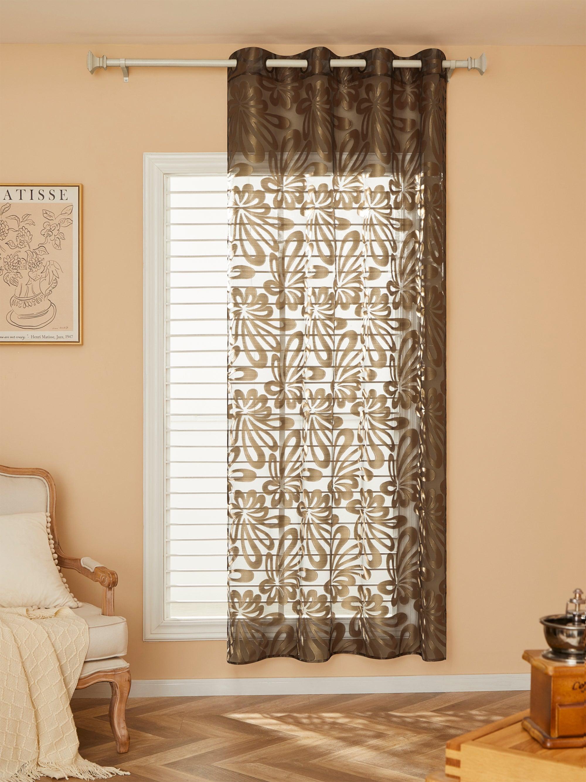 Topfinel Floral Sheer Curtains for Living Room，Semi White Sheer Curtains Panels - Topfinel
