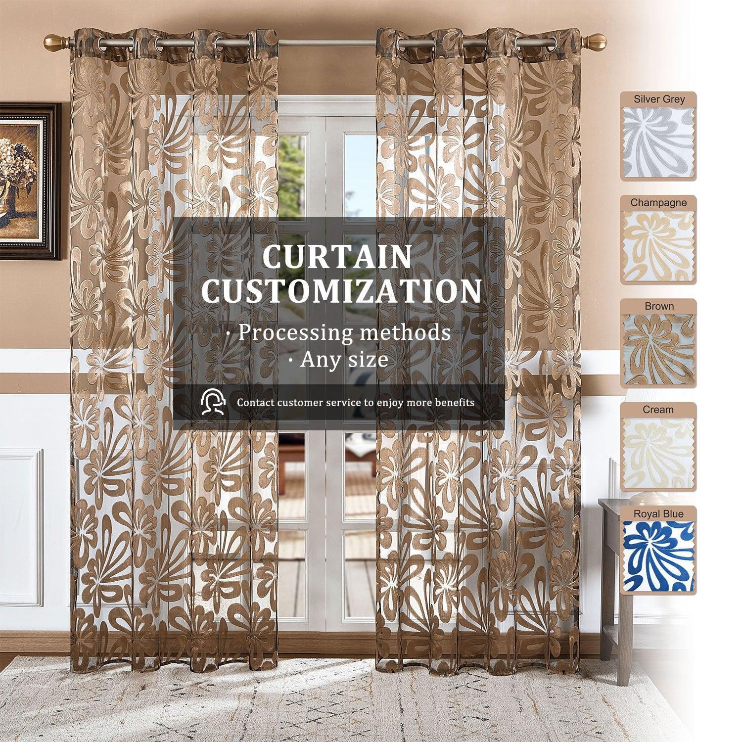 Custom Pattern Curtains- Vintage Floral Sheer Curtains For Bedroom,1 Panel - Topfinel