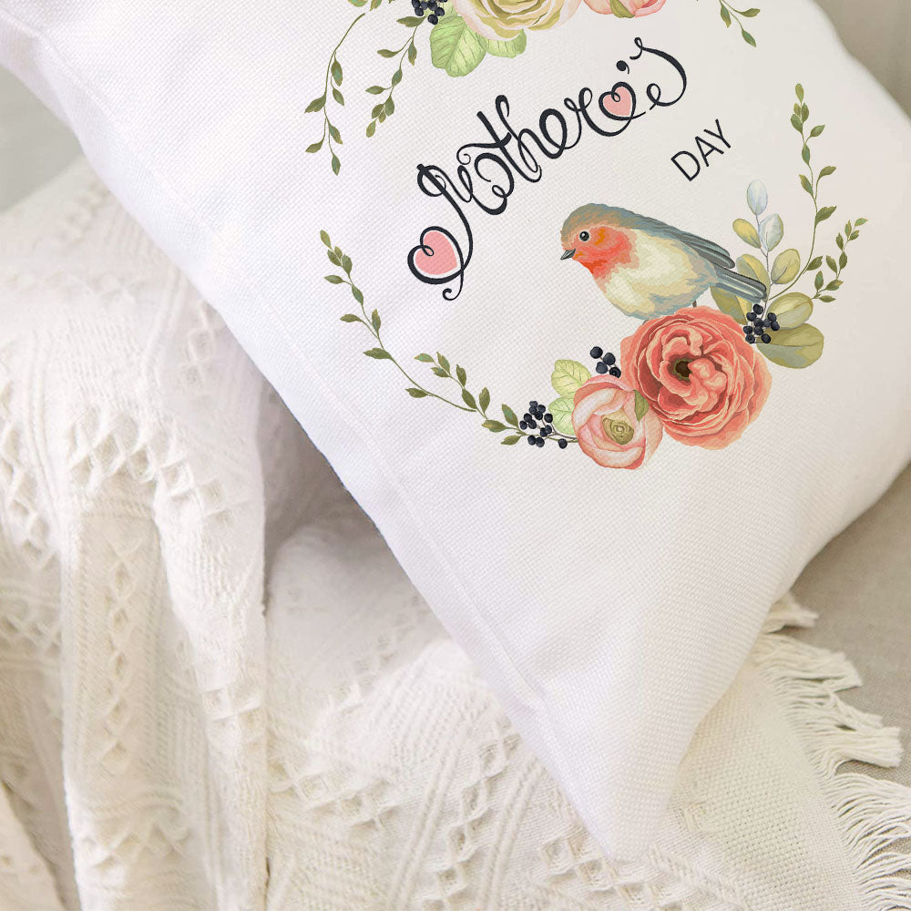 Personalized Bird Decorative Pillow Cover for Mother's Day