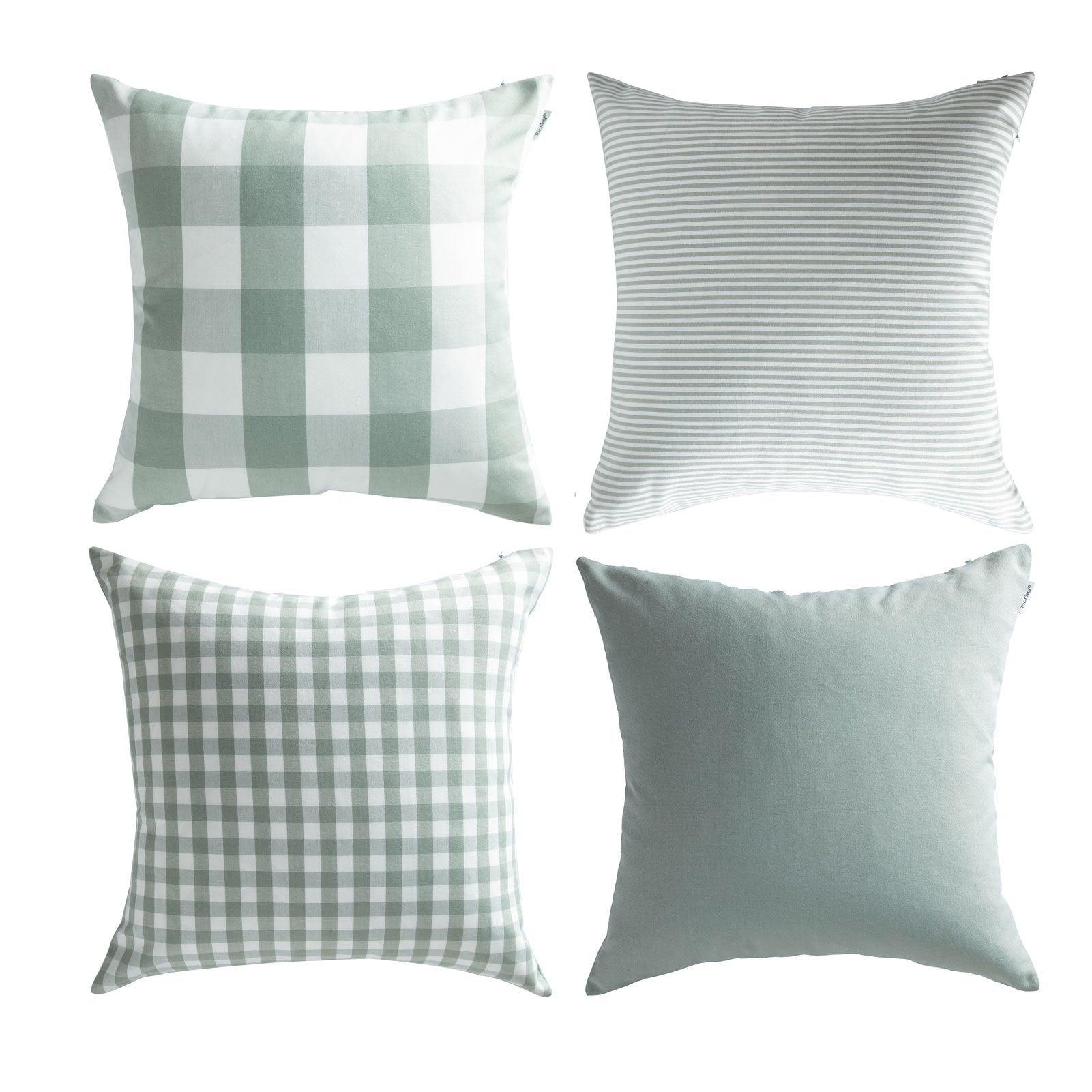 Buffalo Check Plaid Canvas Striped Decorative pillow covers 20x20 for Sofa Chair-4 Packs - Topfinel