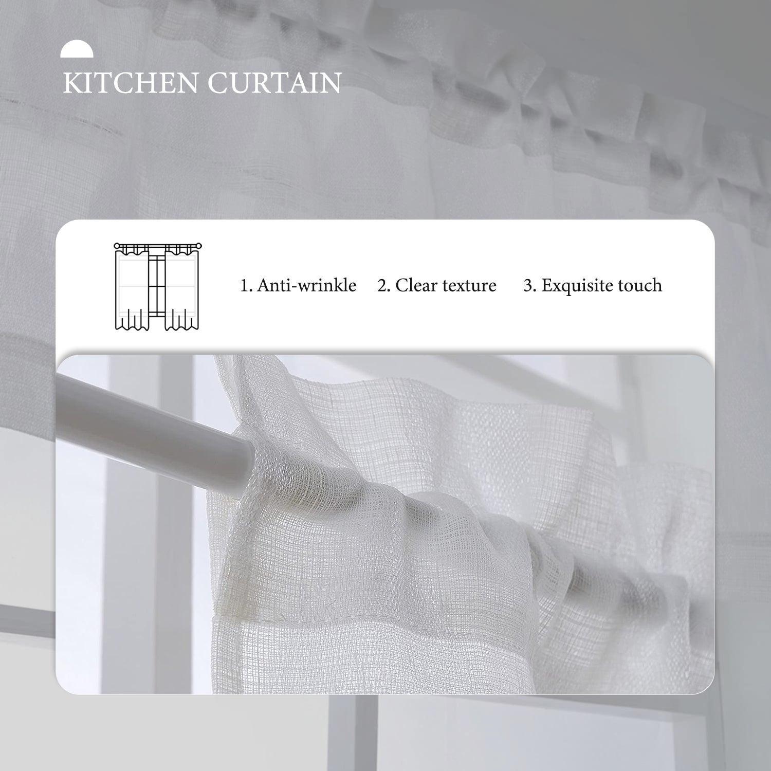 Topfinel Semi Sheer Valances Curtains Rod Pocket Kitchen Window Curtain Sets - Topfinel