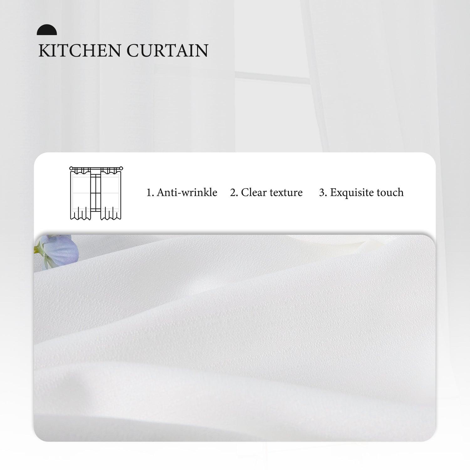 Topfinel Modern Semi Sheer Linen Valances & Tiers Kitchen Curtains - Topfinel