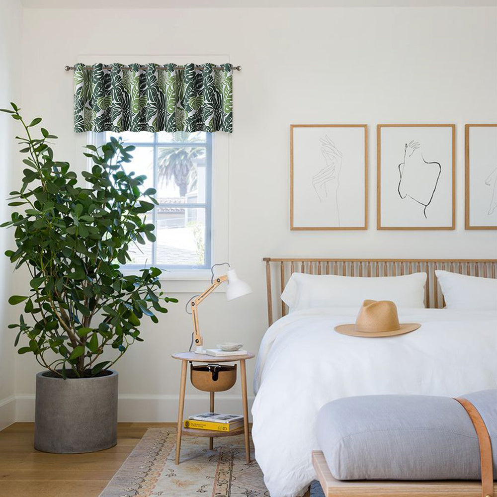 18" Modern Tropical green valances for kitchen bedroom living room