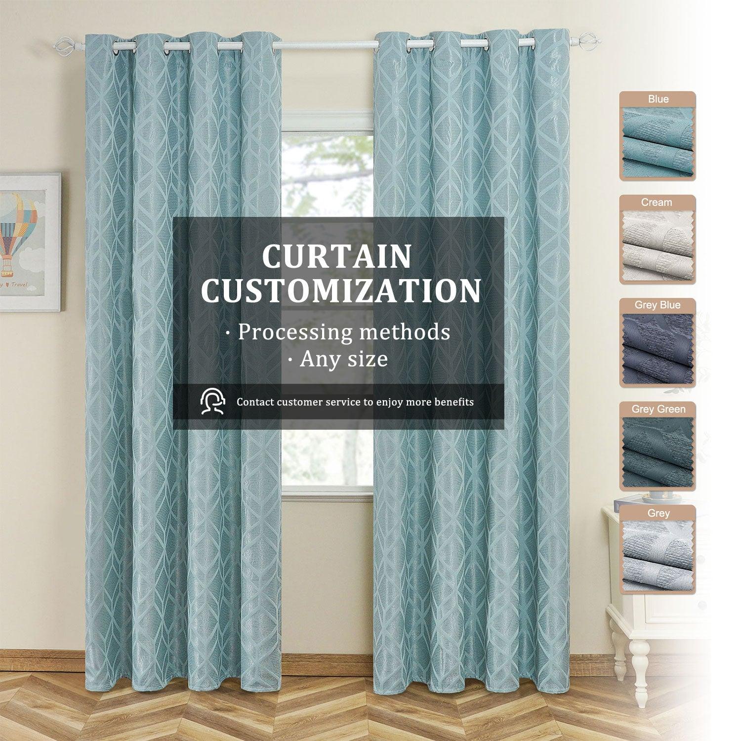 Customized Curtains -Jacquard Blackout Winter Thermal Curtains For Bedroom,1 Panel - Topfinel
