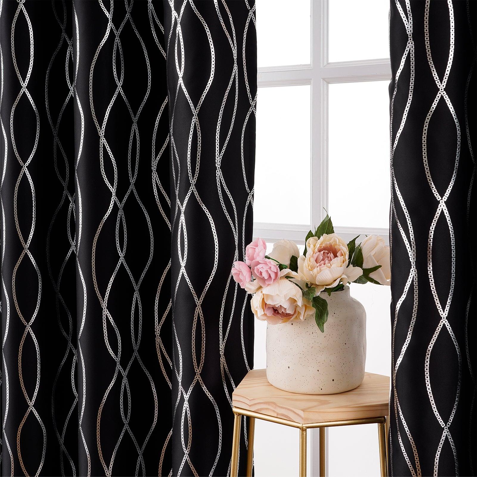 Topfinel Pongee Printed 100% Blackout Curtains for Bedroom and Living Room，Thermal Insulating Drapes - Topfinel