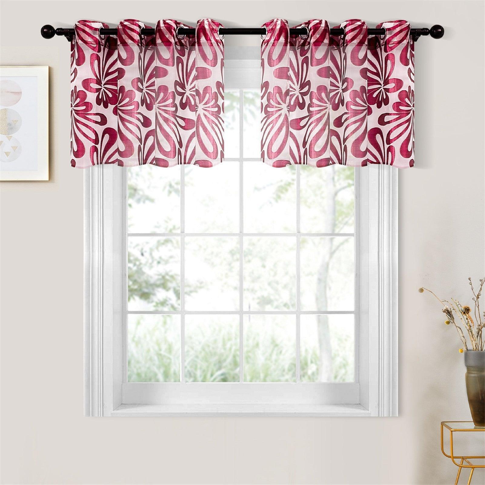 Topfinel Vintage Valances Curtains,Semi White Sheer Floral Curtains For Kitchen - Topfinel