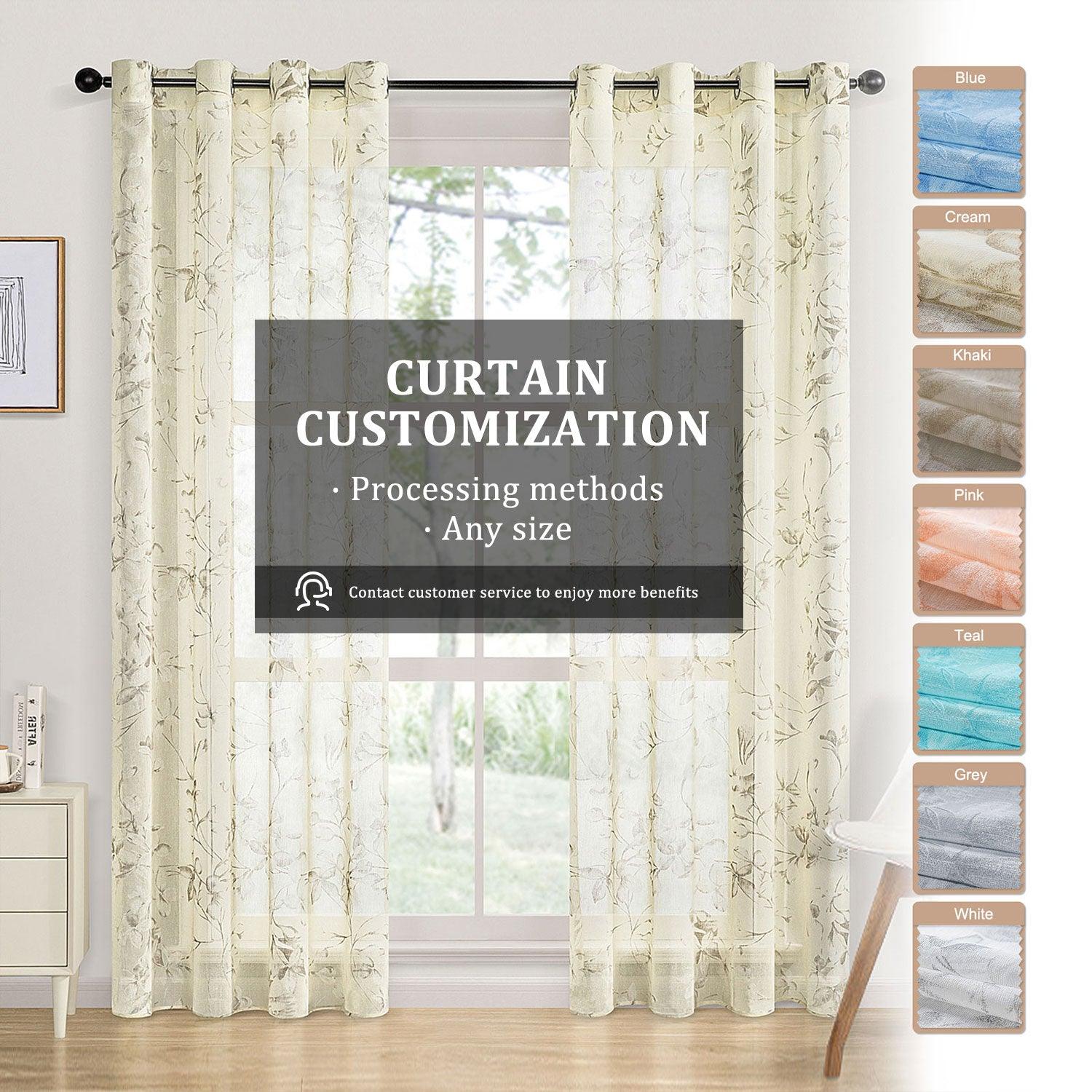 White Curtain Design -Linen Textured White Sheer Floral Curtains for Bedroom,Nursery ,Kitchen,1 Panel - Topfinel