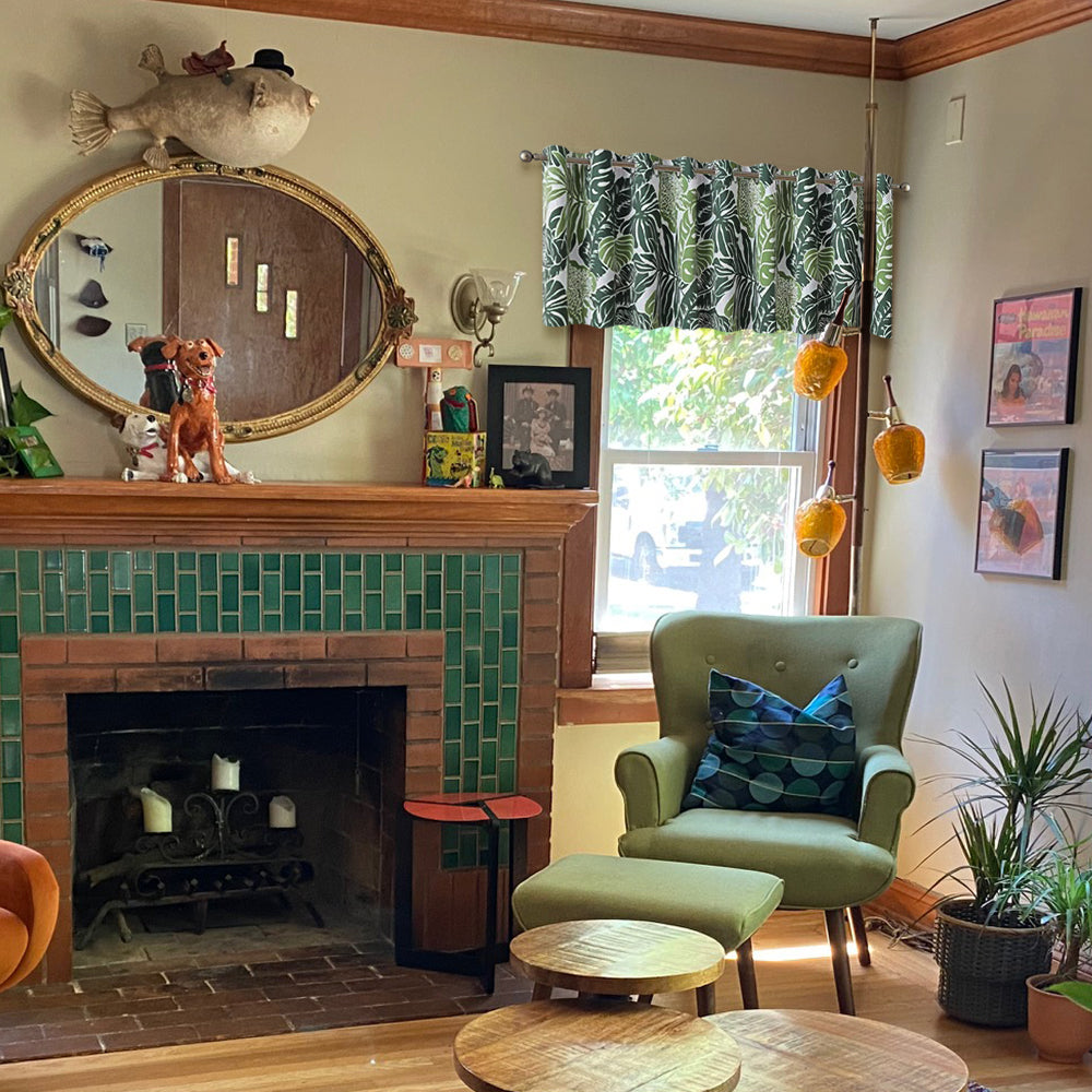 18" Modern Tropical green valances for kitchen bedroom living room