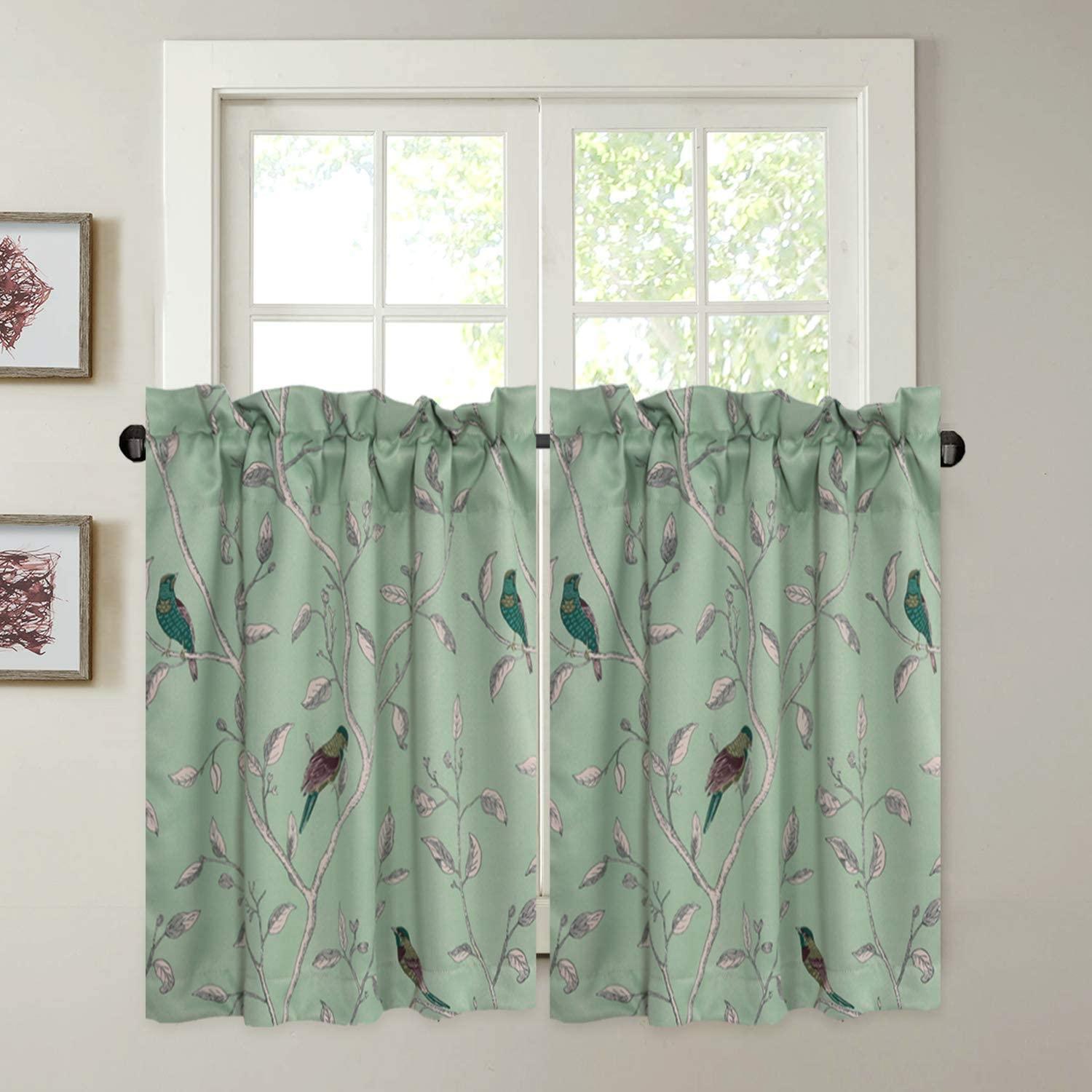 Topfinel Ultra Soft Textured Birds Pattern Kitchen Curtains Sets - Topfinel
