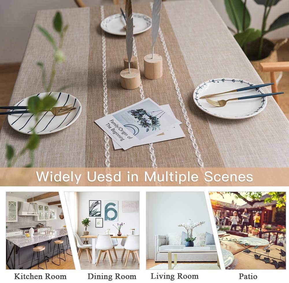 Stitching Linen Wrinkle Free Anti-Fading Tassel Table Cloth