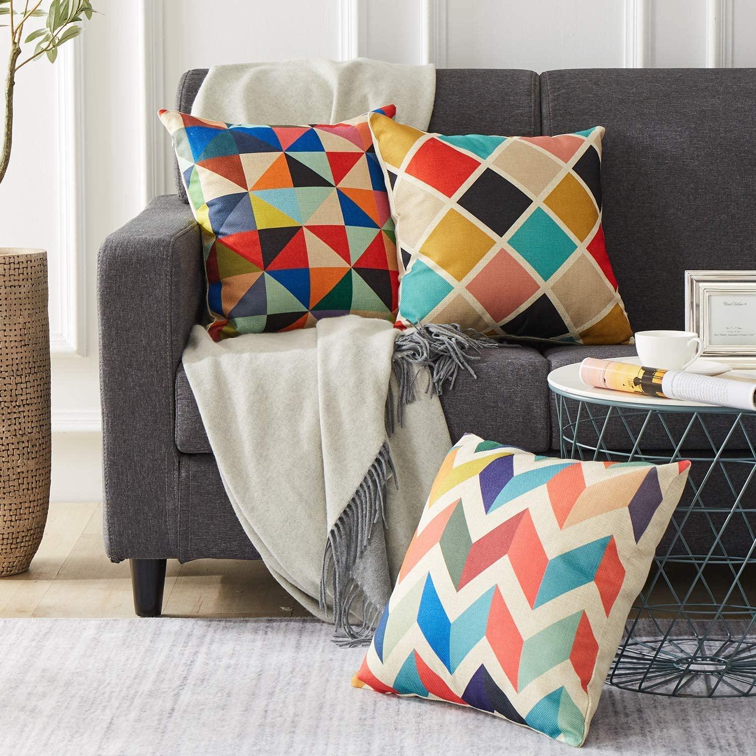 Pillowcases Series Pattern In Cotton-linen Look For Sofa Living Room Bedroom ,6 Packs - Topfinel