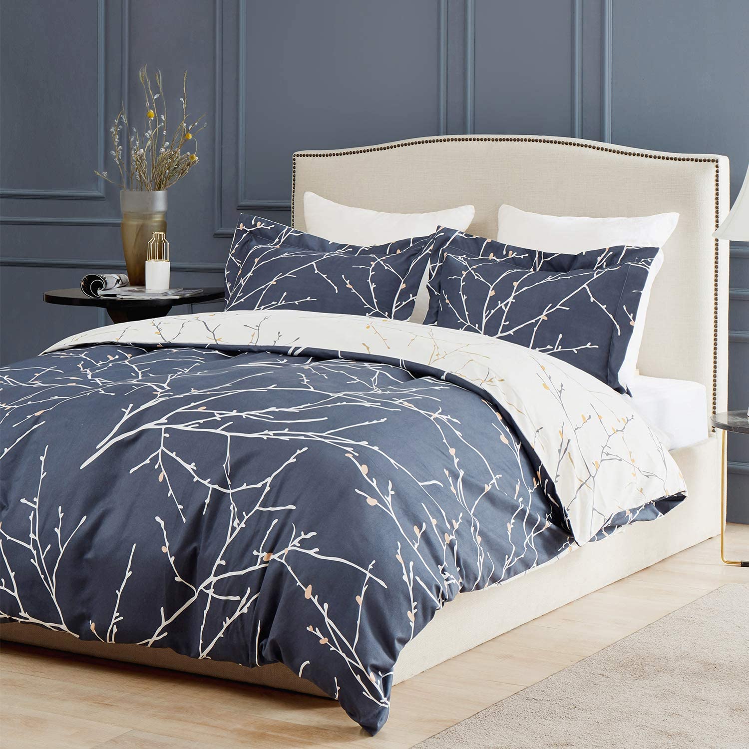 Duvet Cover Branch Twigs Printed Pattern Comforter Cover with Zipper Closure Supersoft Microfiber