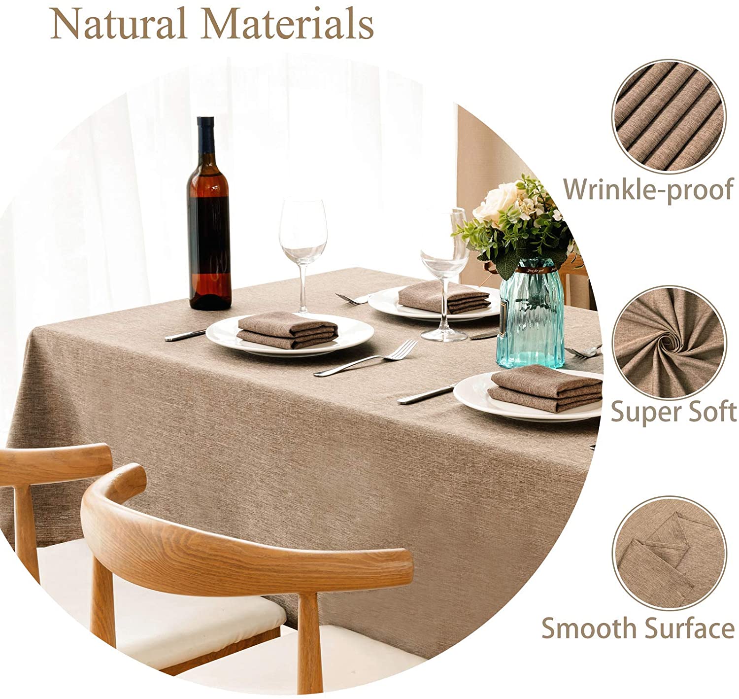 Linen Farmhouse Waterproof Anti-Shrink Soft Table Cloth