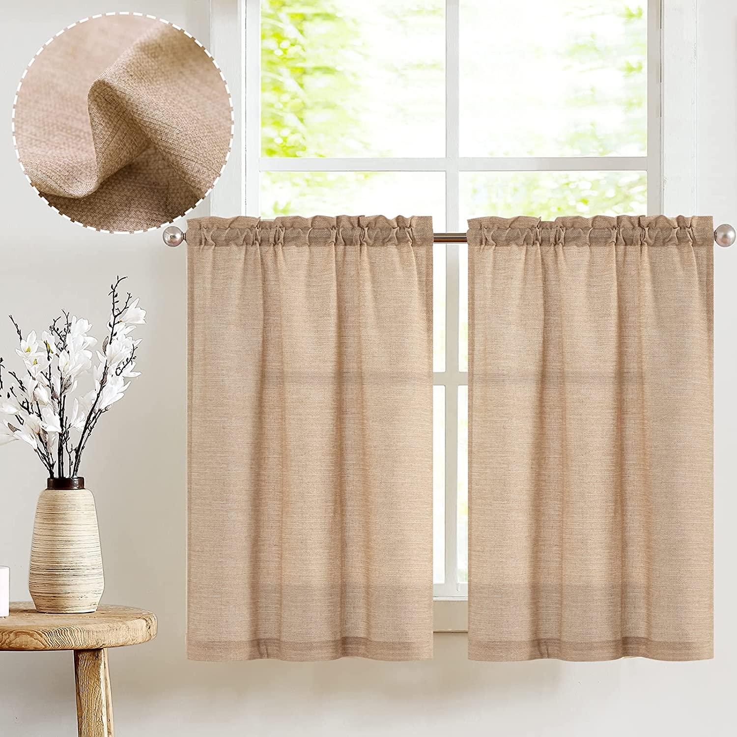 Topfinel Linen Textured Semi Sheer Tier & Cafe Curtains - Topfinel