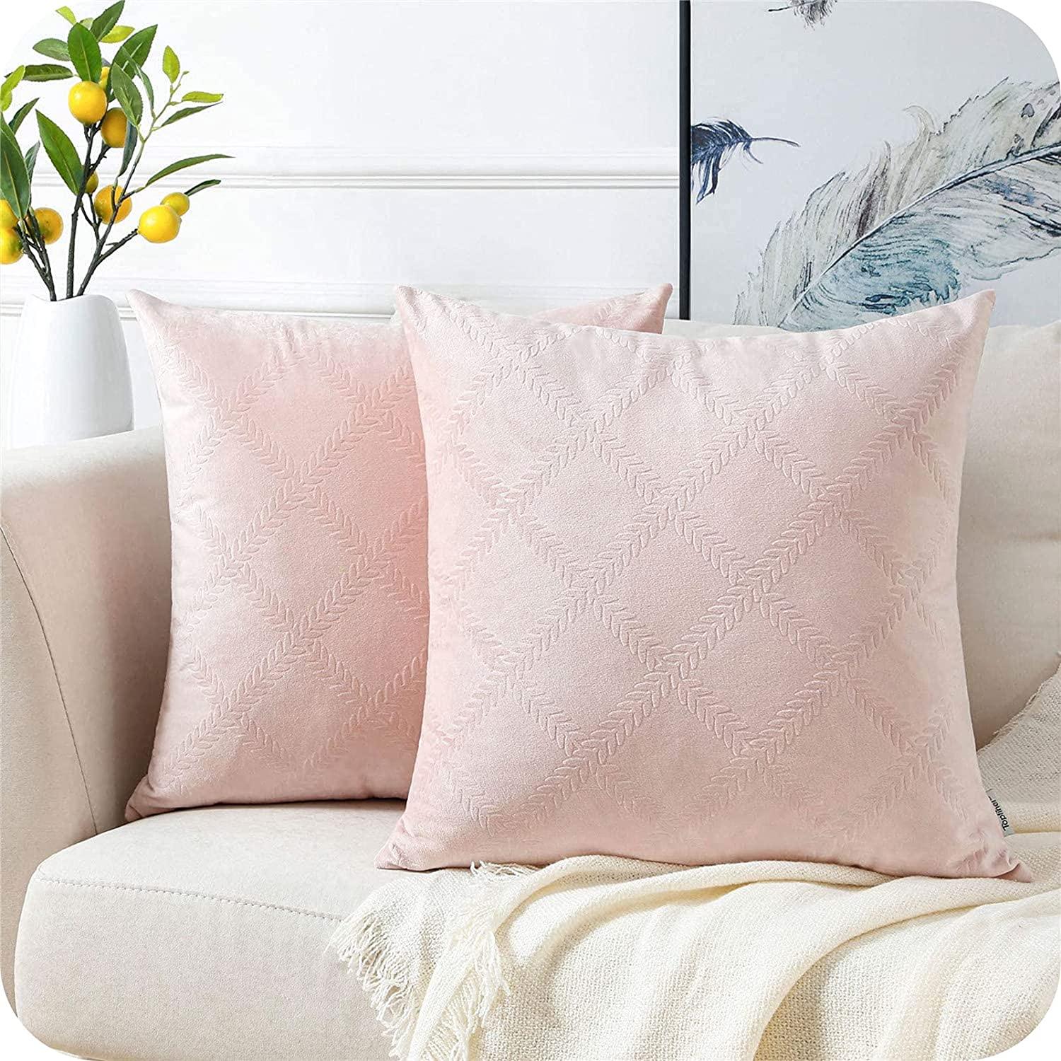 Velvet Pillows Cover with Leaf Pattern for Sofa Bedroom Office Car,2 Packs - Topfinel