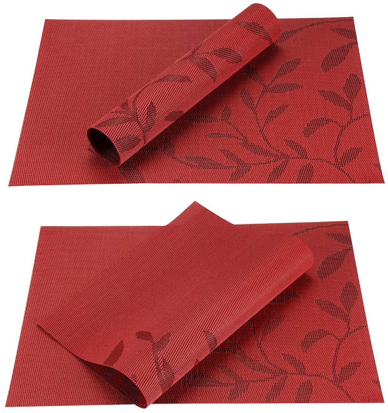 Dinning Table Placemats for Kitchen Table Set of 8 Vinyl Woven Place Mats Heat Resistant Wipeable Placemat for Holiday