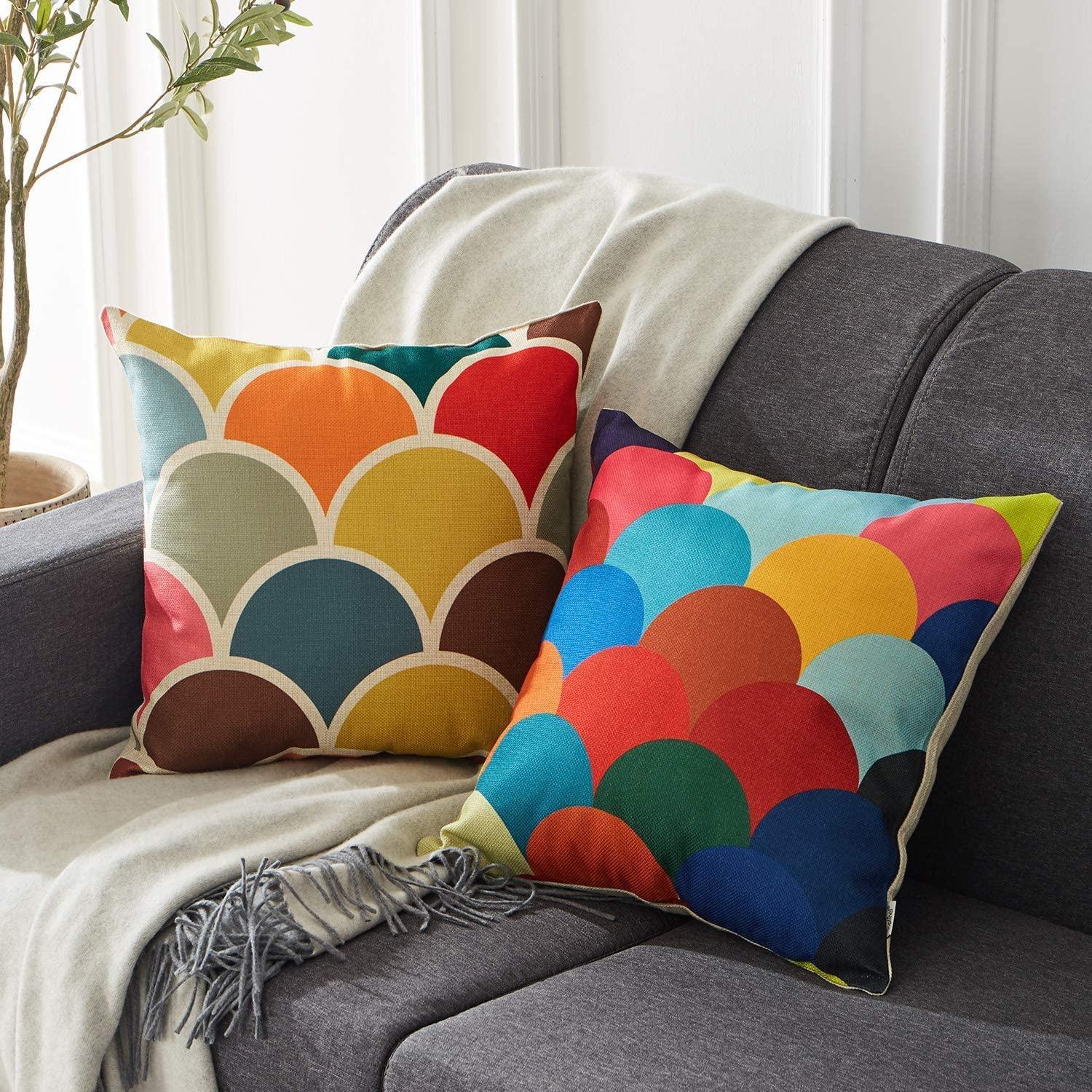 Pillowcases Series Pattern In Cotton-linen Look For Sofa Living Room Bedroom ,6 Packs - Topfinel