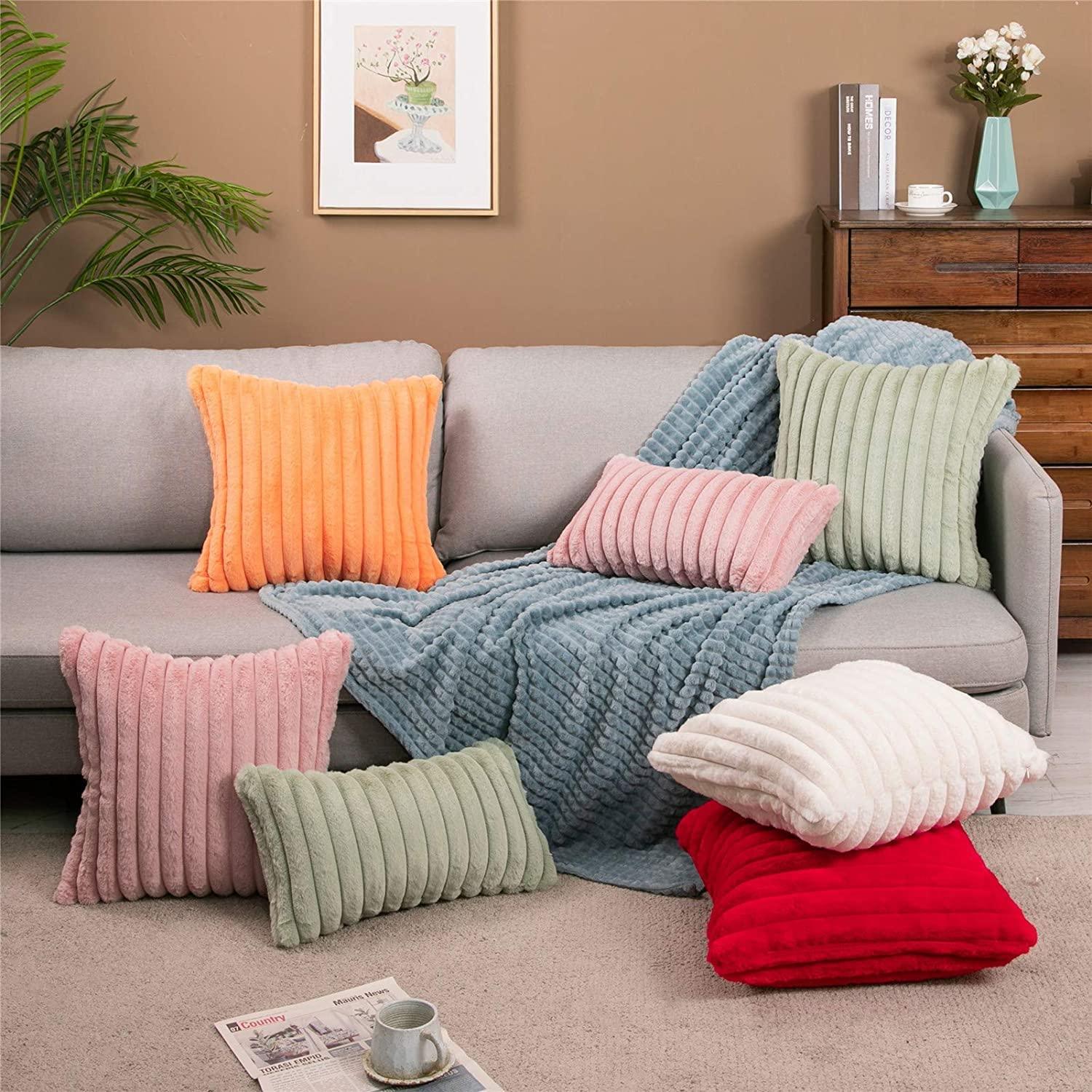 Soft Throw Pillow Cover With Hidden Zipper,  For Sofa Bedroom Living Room Car,2 Packs - Topfinel