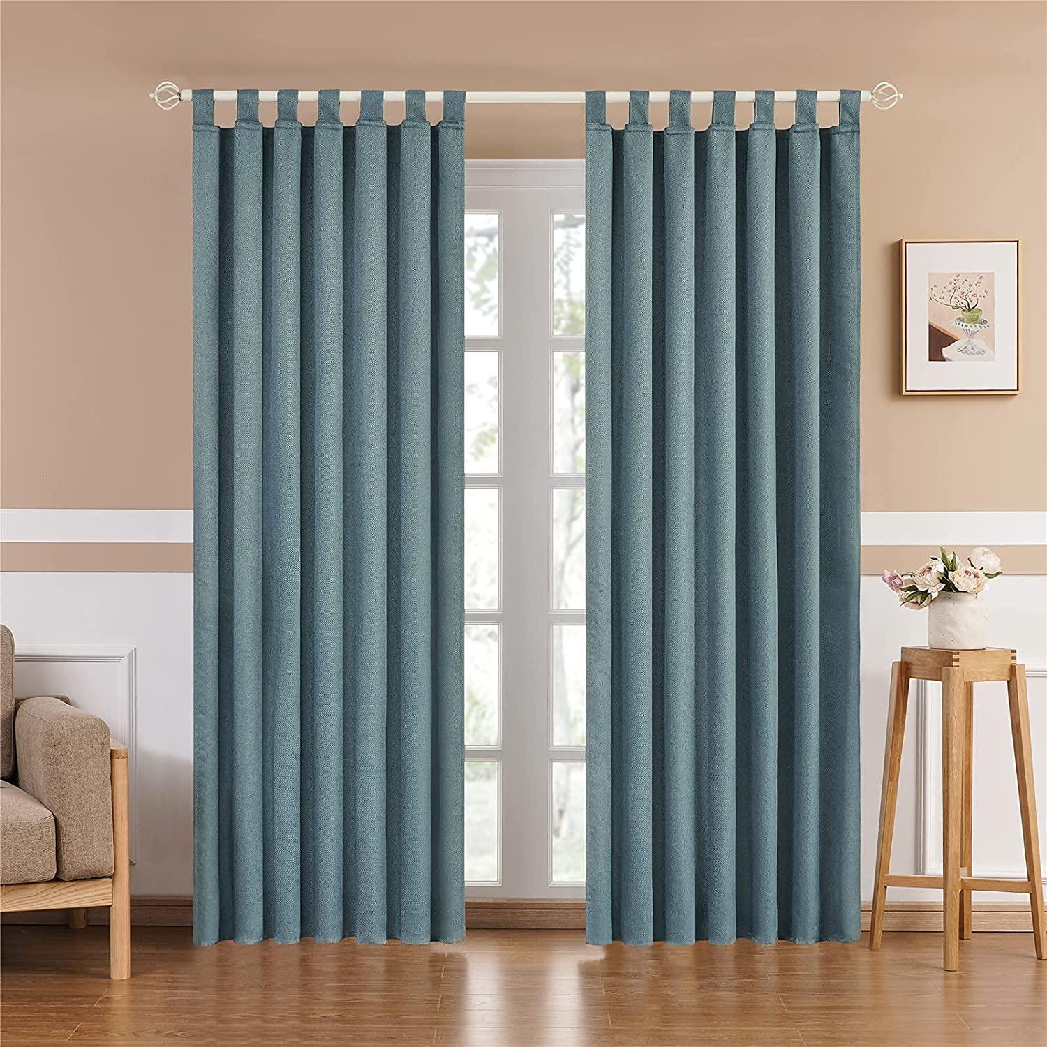 Curtainsdesign-Linen Textured Blackout Thermal Curtains Tab Top Design Privacy Protecting For Bedroom,1 Panel - Topfinel