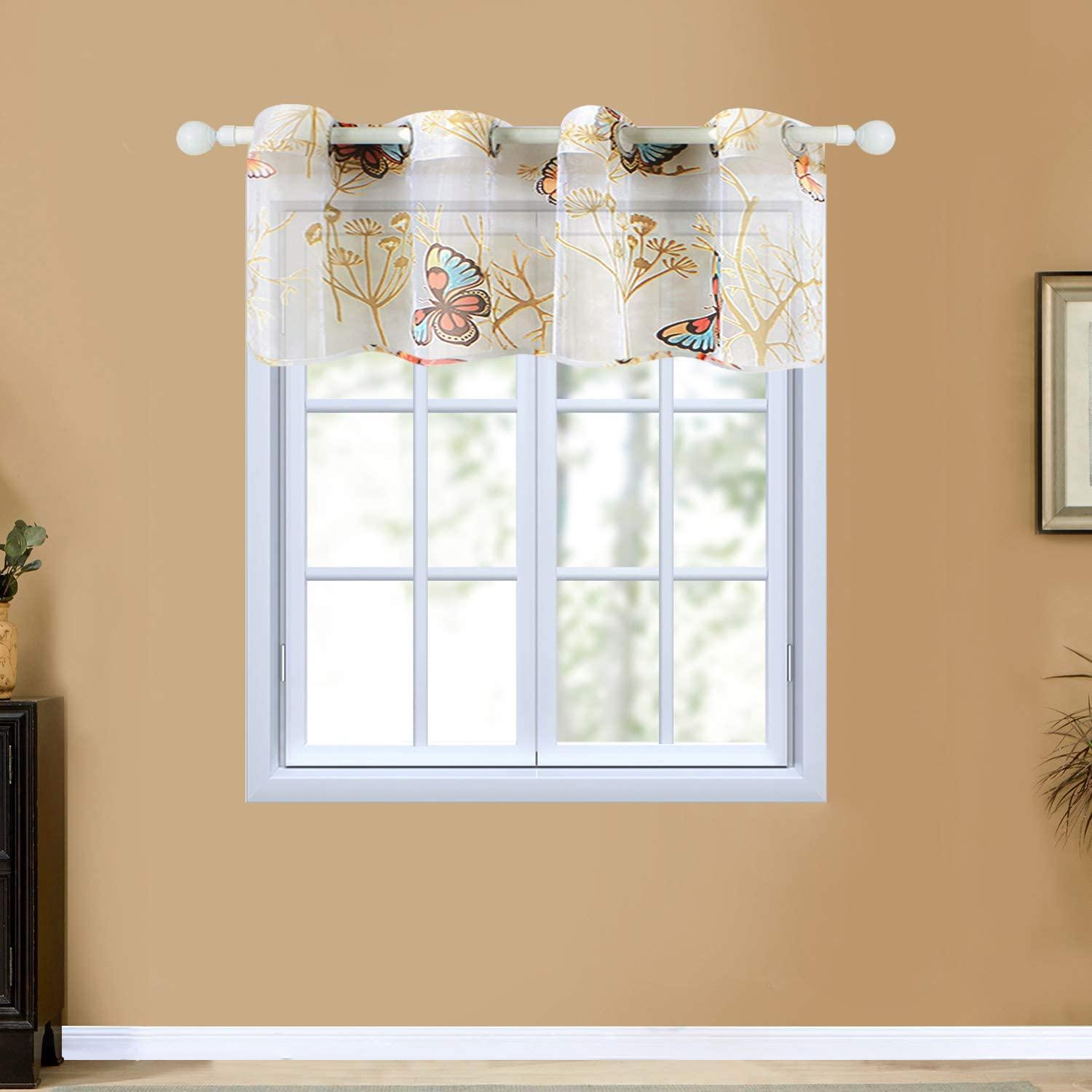 Topfinel Butterfly Voile Sheer Curtains For Bedroom Living Room，Nursery Grommet Window sheer drapes - Topfinel