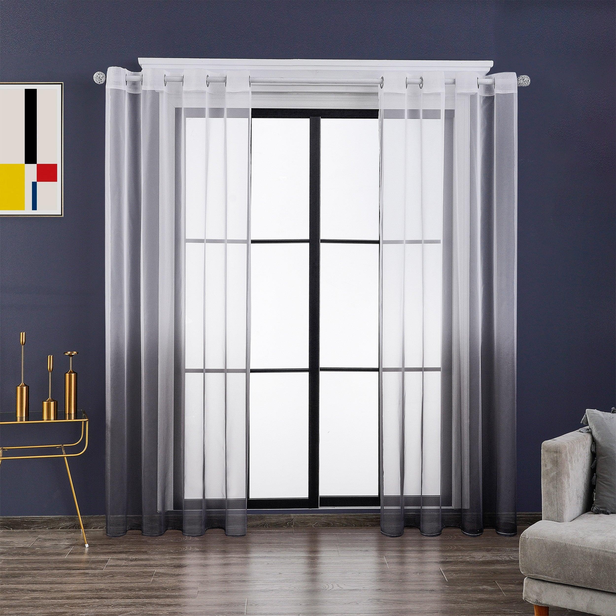 Modern Curtain Designs- Ombre White Sheer Curtain Outdoor Suit For Party, Wedding Backdrops,Bedroom,1 Panel - Topfinel