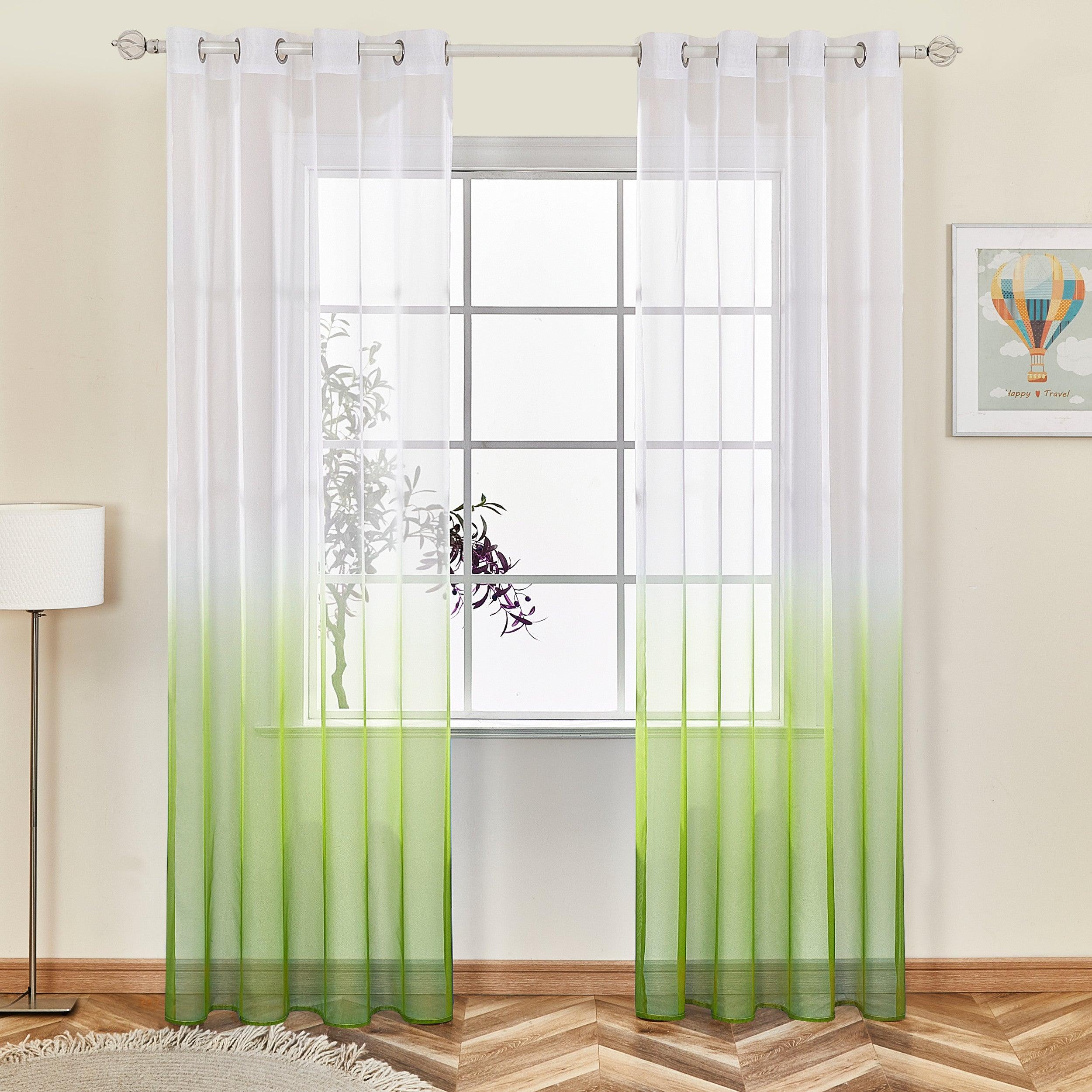 Topfinel Faux Linen Sheer Curtains，Voile Grommet Ombre Semi Sheer Curtains for Bedroom Living Room - Topfinel