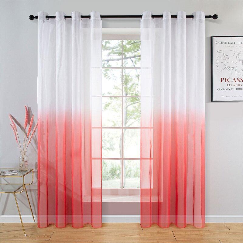 Topfinel Faux Linen Sheer Curtains，Voile Grommet Ombre Semi Sheer Curtains for Bedroom Living Room - Topfinel