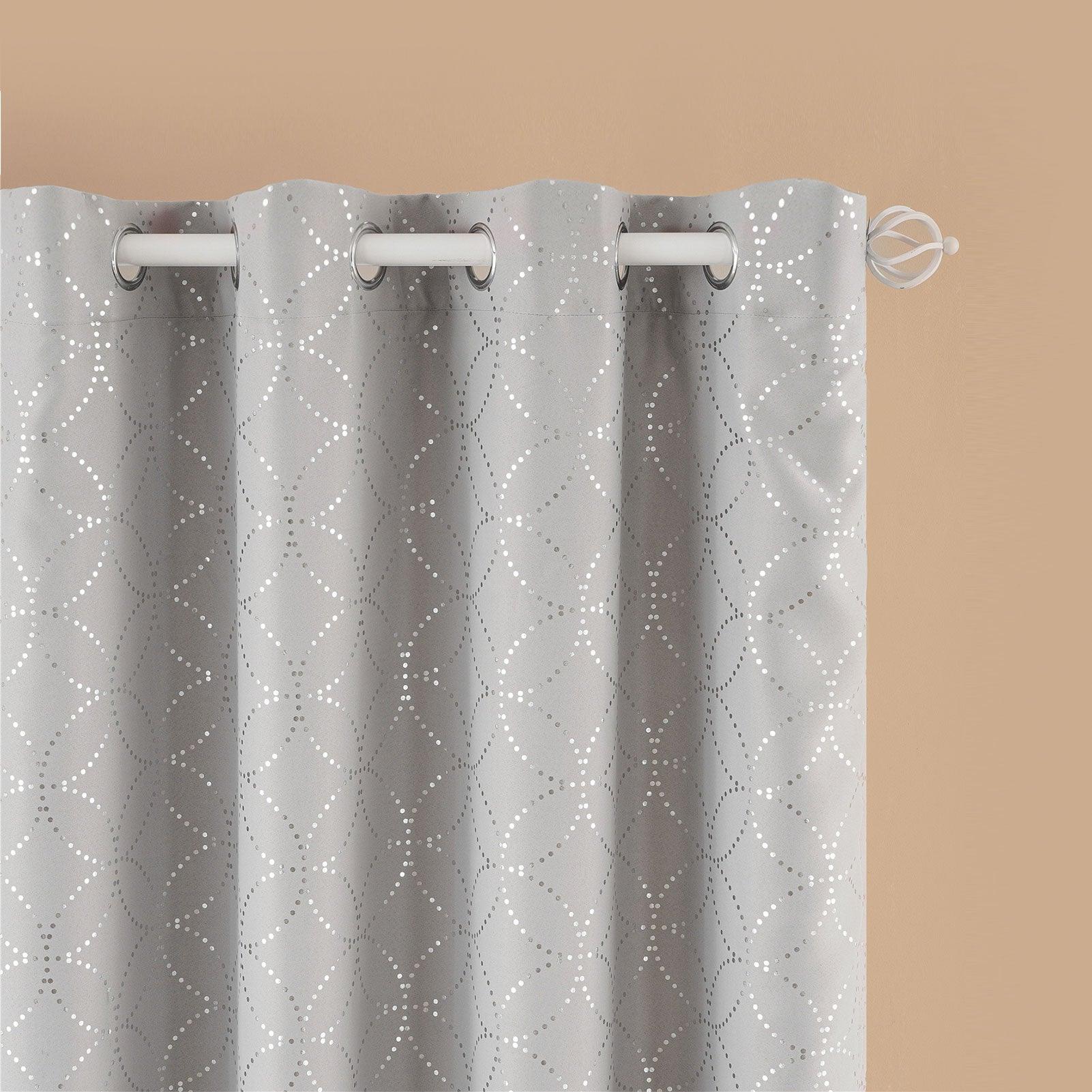 Topfinel Pongee Made Silver Foil Dots Printed blackout curtains For Bedroom,100% Blackout Drapes - Topfinel