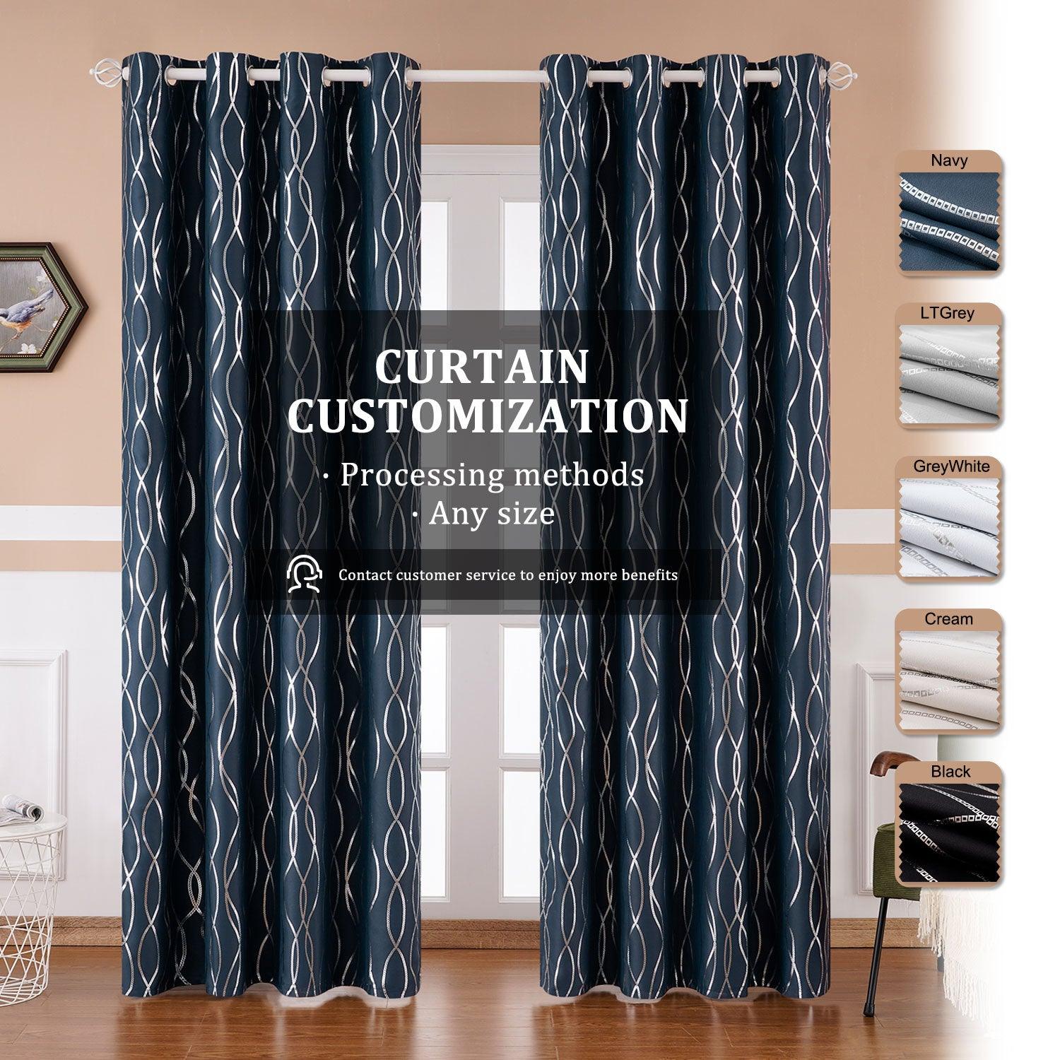 Custom-Made Blackout Curtains -Pongee Printed Thermal Insulating Drapes For House Bedroom,100% Blackout,1 Panel - Topfinel