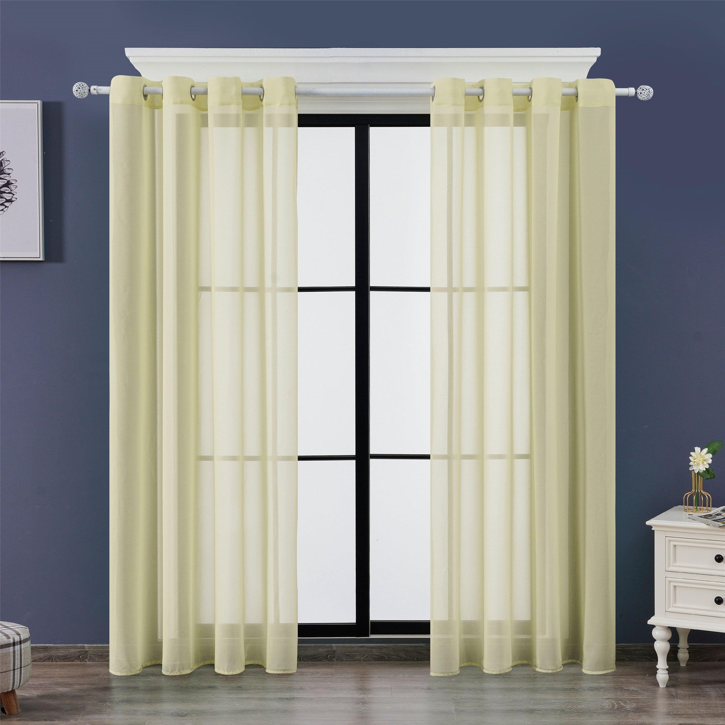 Topfinel Chiffon White Sheer Curtains for Bedroom and Living Room, Soft Solid Grommet Window Curtains - Topfinel