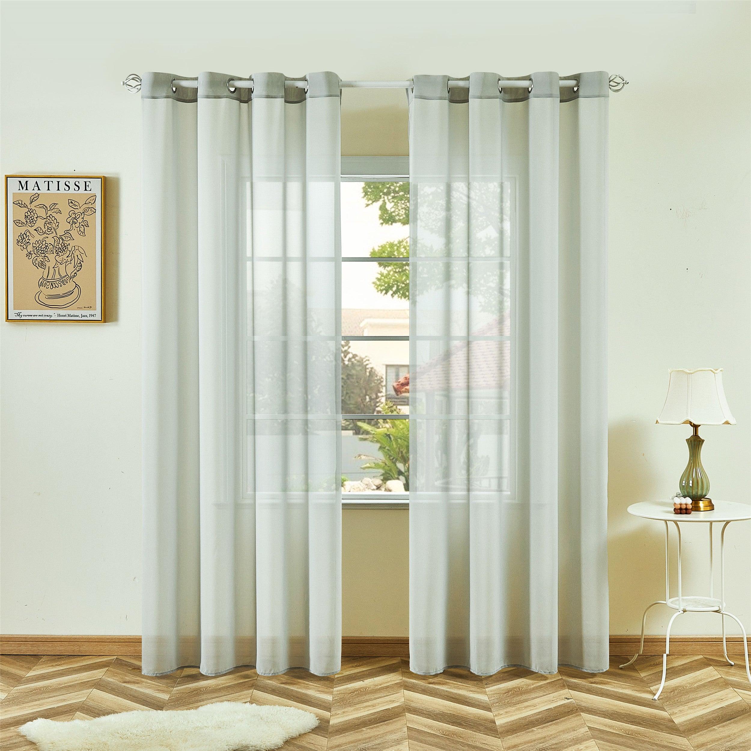 Topfinel Chiffon White Sheer Curtains for Bedroom and Living Room, Soft Solid Grommet Window Curtains - Topfinel