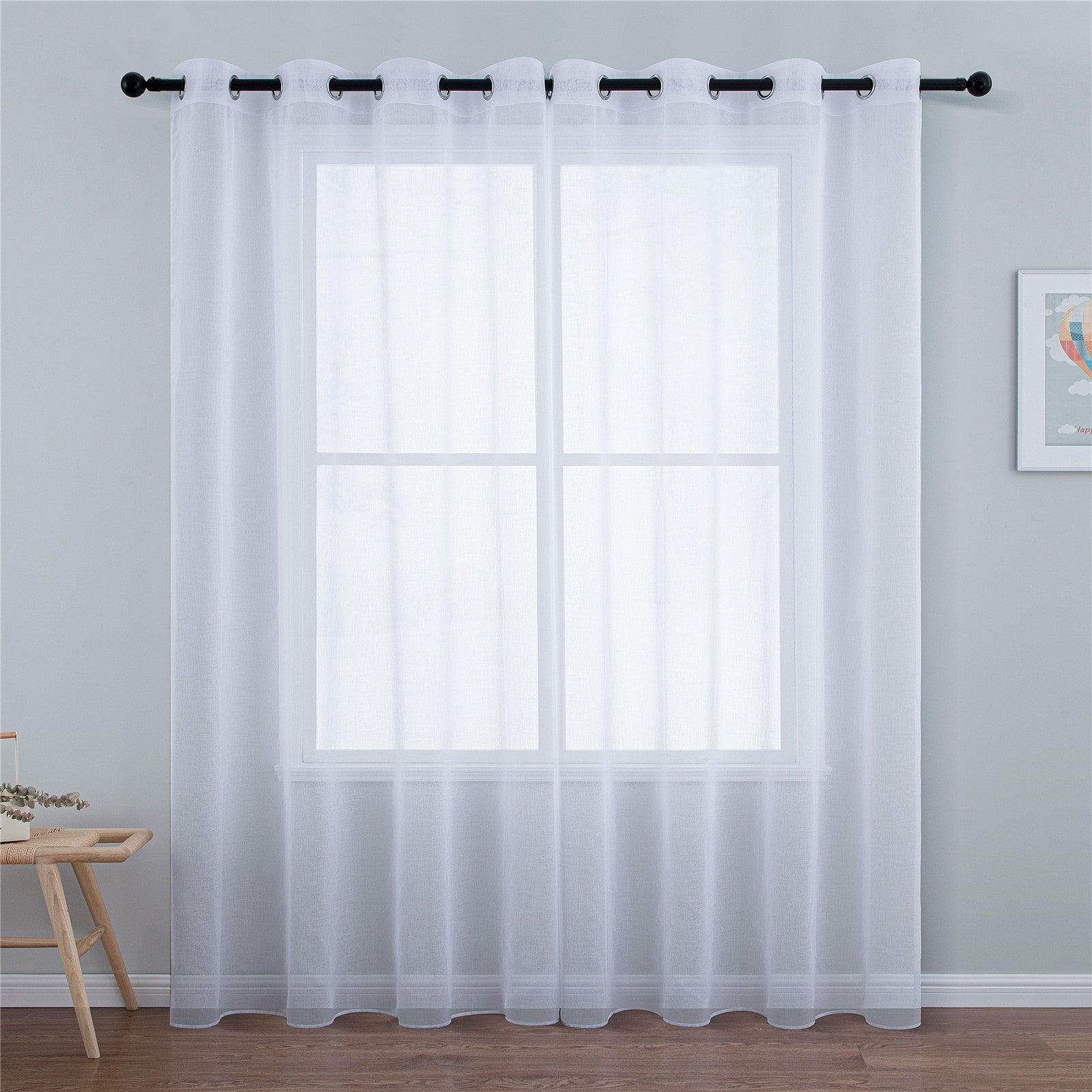 Topfinel Semi Sheer Curtains For Bedroom Living Room,Grommet Faux Linen Window Curtains - Topfinel