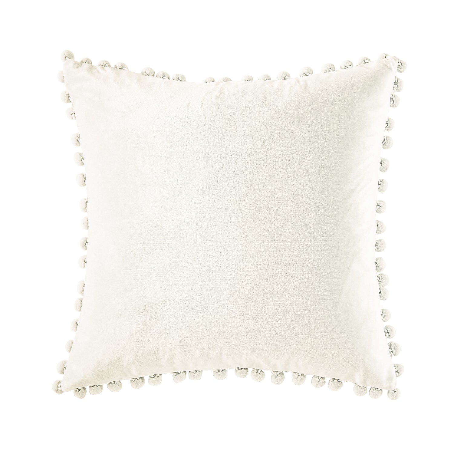Square Velvet Decorative Throw Pillow Covers with Pom-poms