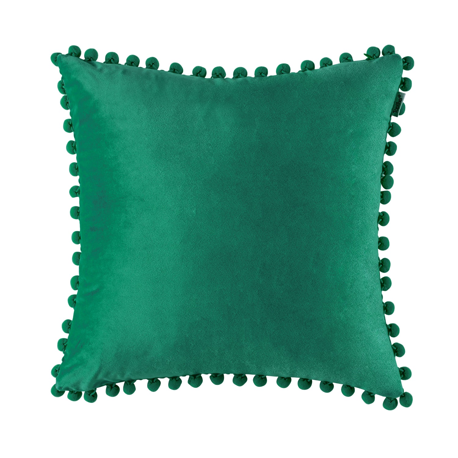 Square Velvet Decorative Throw Pillow Covers with Pom-poms
