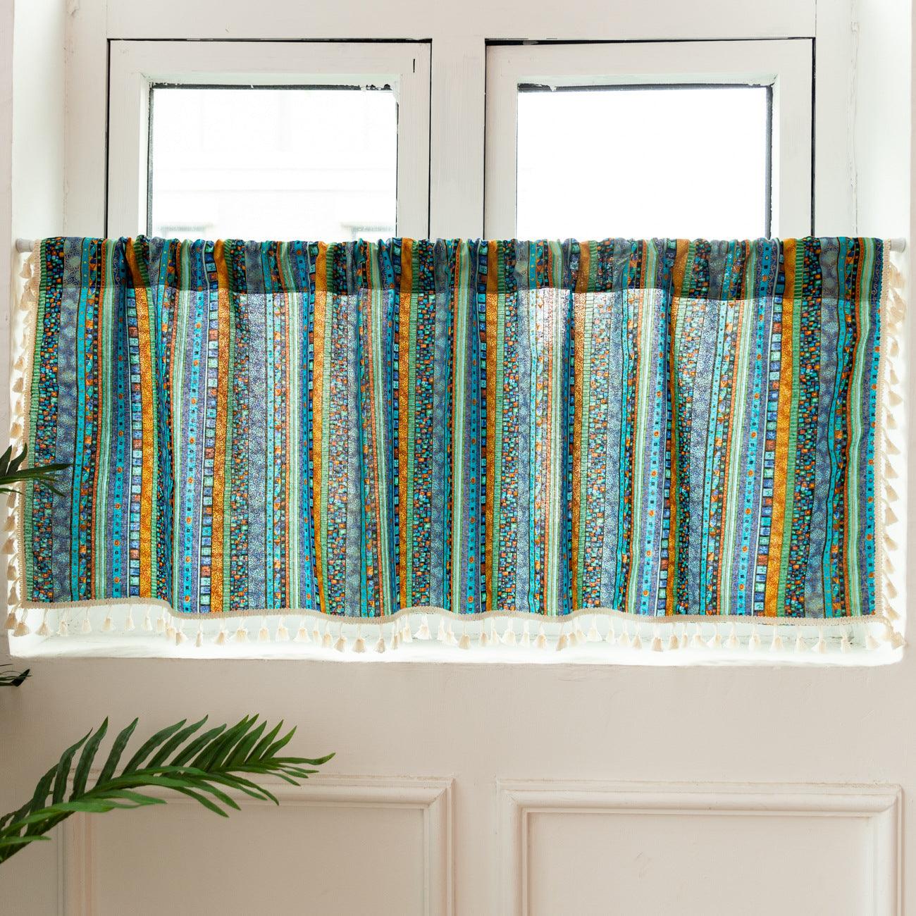 Topfinel Boho Print Short Curtain Balcony Bay Window Tiers - Topfinel