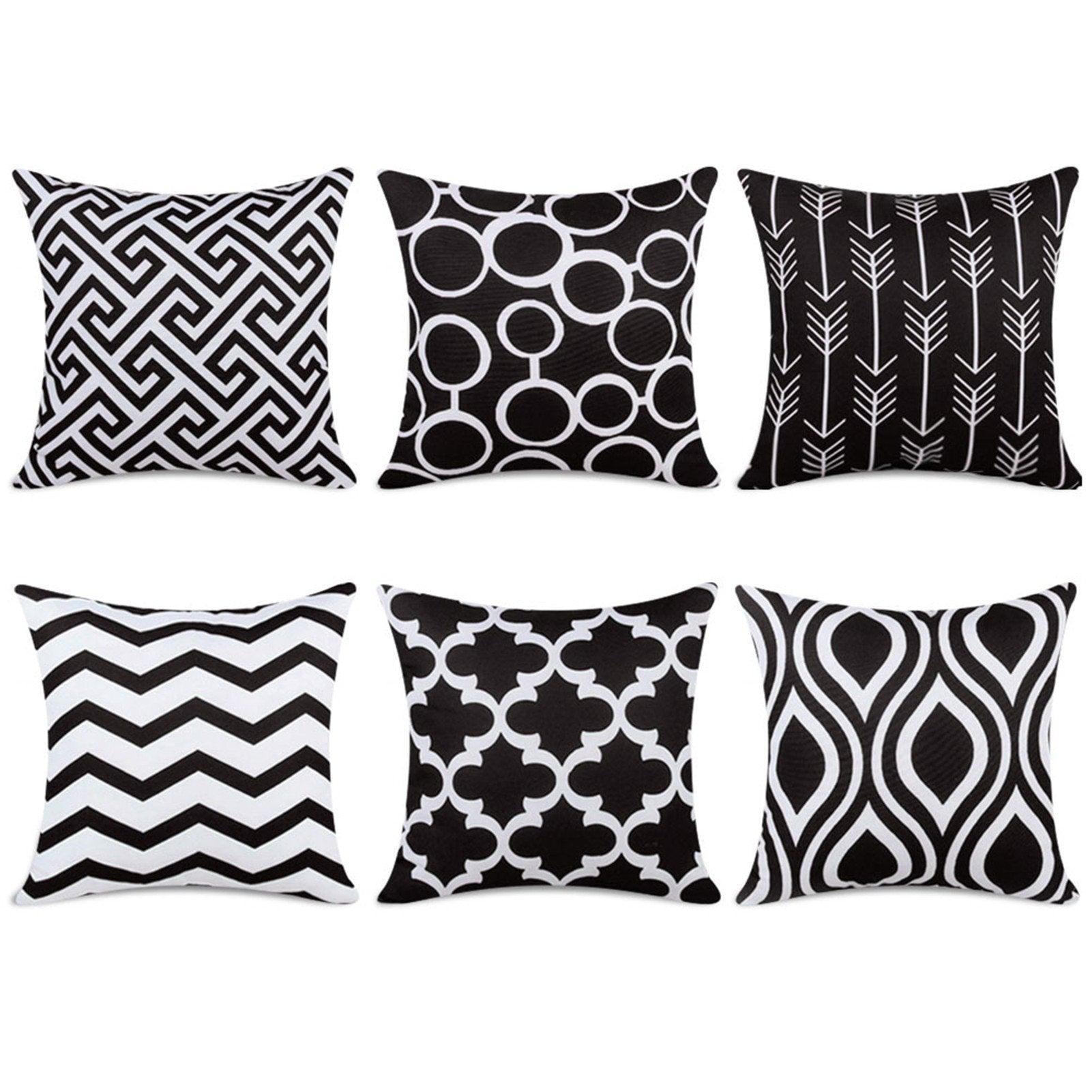 100% Durable Canvas Square Decorative 18×18 inch Throw Pillows Cushion Covers Pillowcases for Sofa,Set of 6 - Topfinel