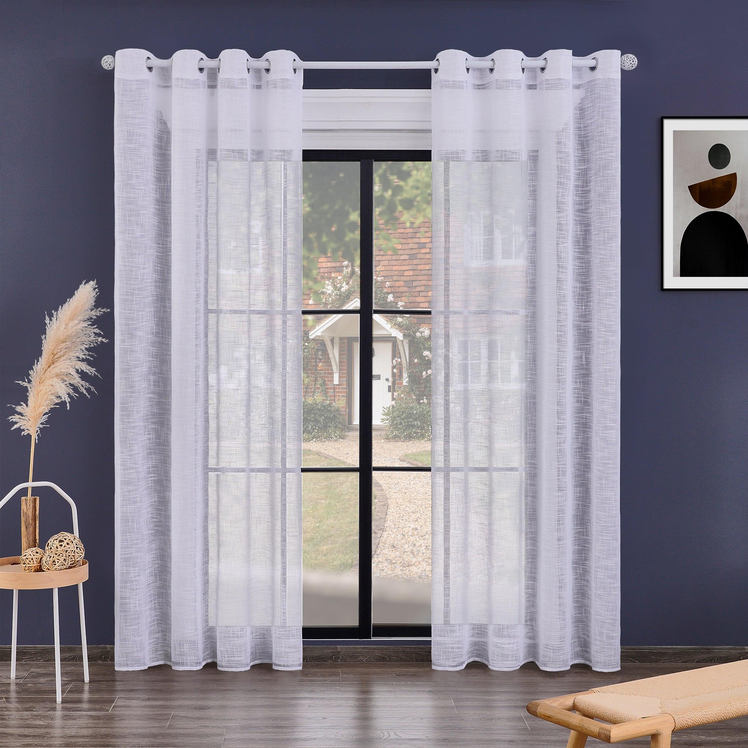 Topfinel Voile sheer curtain panels，Linen Texture Semi Sheer Window curtain for Bedroom Living Room - Topfinel
