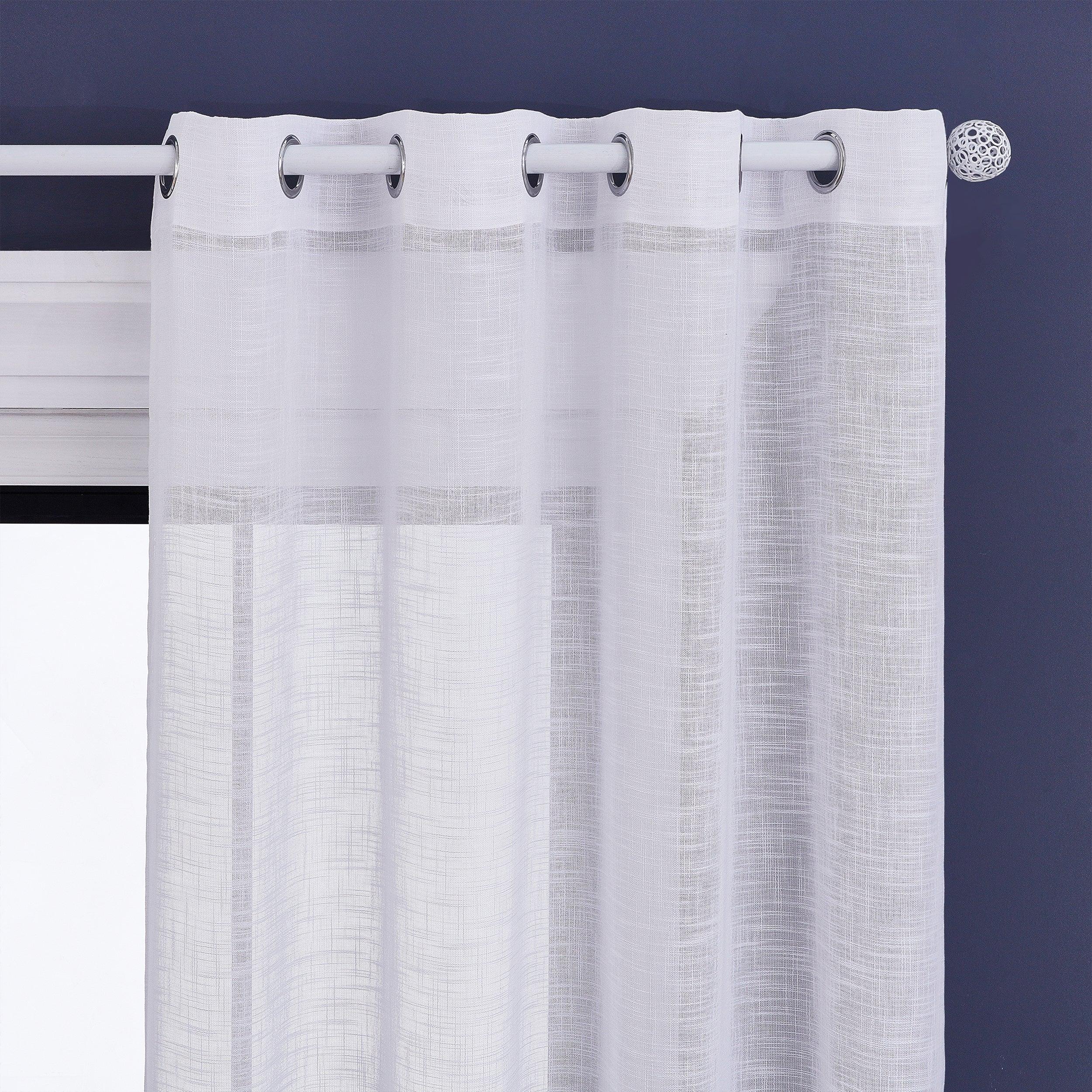 Topfinel Voile sheer curtain panels，Linen Texture Semi Sheer Window curtain for Bedroom Living Room - Topfinel
