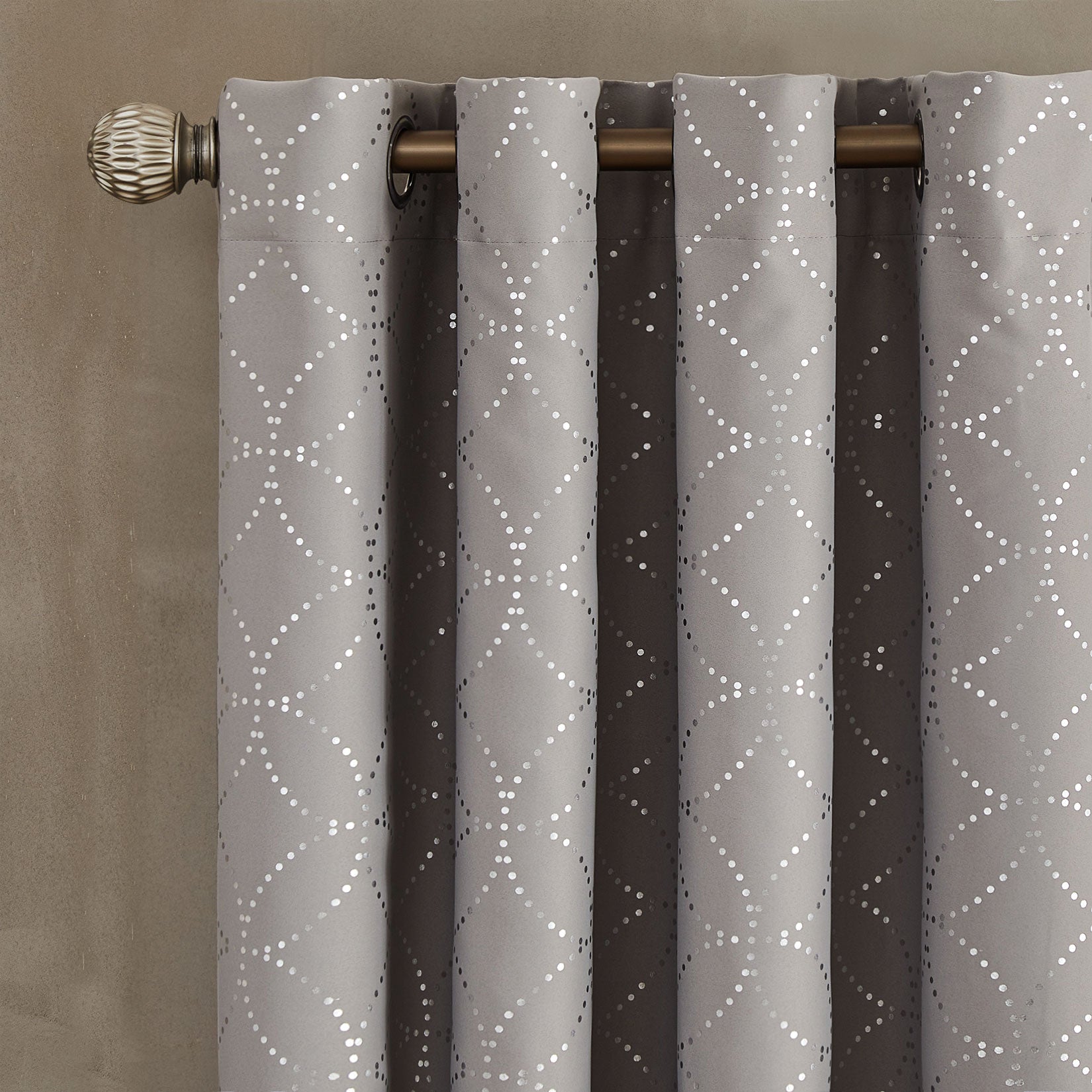 Modern Double Layer Silver Foil Wave Printed Blackout curtain